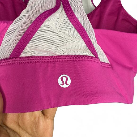 Lululemon Sports Bra Zip Front Mesh Strappy Racerback Magenta Pink Size 4 - Picture 6 of 6